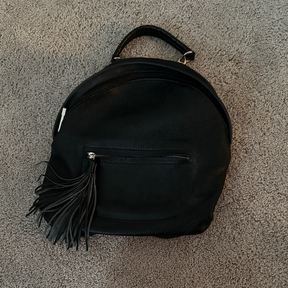 Coccinelle Black leather Backpack with Tassel